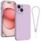 Andwing For iPhone 15 Case,Silicone Case Soft Ultra For iPhone 15 Phone Case Slim Protective Shockproof Cover Scratch-Resistant Microfiber Lining, 6.1 Grass Purple