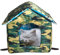 Katzenhaus Outdoor, Katzenhöhle für Draußen, Katzenhaus Für Draußen Winterfest Wasserdicht, Welpenhütte im Freien, Mit abnehmbarem Transparentem Vorhang (L, Camouflage Grün)