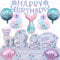 Mermaid Party Tableware Set - Mermaid Birthday Party Decorations, Balloons, Paper Plates, Cups, Napkins, Tablecloth, Birthday Banner for Children's Birthday Party Supplies (16 Guests)