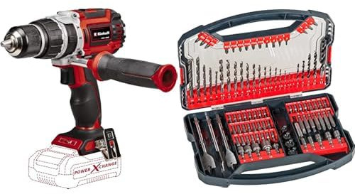 Einhell Profesional Taladro percutor con batería TP-CD 18/60 Li-i BL-Solo Power X-Change (18V, motor sin escobillas, 60 Nm, nº de impactos 32.000 rpm, sin batería)+ Set 101 piezas de brocas y puntas