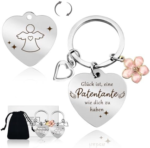 BOYATONG Patentante Geschenk, Personalisierte Geschenk Weihnachten, Beste Patentante Geschenk, Patentante Schlüsselanhänger Geburtstag Ostergeschenke