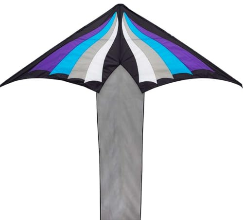 HQ Design Brasingtons Kites Flugdrachen Einleiner Drachen zum steigen Lassen wenig Wind ab 14 Jahre inkl Organza-Drachenschwanz inkl 25kp Polyesterschnur 60m auf Spule ab 2 Bft