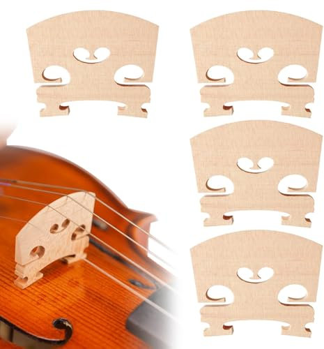 NHQ 4 Stück Violin Brücke,Ahorn Holz Violine Brücke,Violine Brücken voller Größe 4/4 Violine Ahornholz Geige Brücken Violine Teile,Geige Zubehörtei
