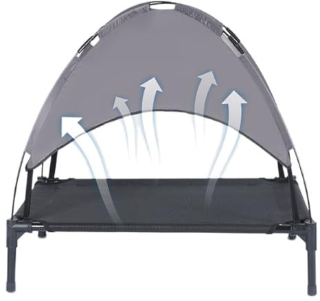 Iouyjiu Hundekorb mit Dach mit UV-Schutz, Hundekorb mit UV-Schutz, faltbar, leicht, mit Sonnenschutz, atmungsaktiv, für alle Größen – Reisen, Camping, Garten, Terrasse