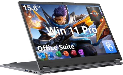 15.6 2 in 1 Touchscreen Laptop, 360° Convertible Laptop with AMD Ryzen R3 3200U(Up to 3.5 GHz), 8GB DDR4 256GB SSD, Radeon Vega 3, 1920x1080 FHD Display, Win 11 Pro, Wifi, BT5.1, Backlit Keyboard