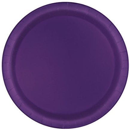 Unique Party - Platos de Papel - 17.1 cm - Morado Oscuro - Paquete de 8 (3304)