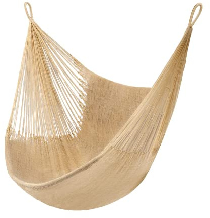 Handwoven Hanging Chair by Yellow Leaf Hammocks - Fits 1 Person, 330lb Max - Kick Back for Full-Body Recline - Weathersafe, Ultra Soft, Hang Anywhere - Color: Natural Khaki