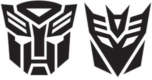 StickerStop Autoaufkleber, Motiv: Transformers Autobot/Decepticon, Schwarz, 2 Stück