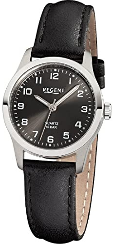 Regent Damen Analog Quarz Uhr mit Titan/Leder Armband 12090288