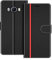 COODIO Coque en Cuir pour Samsung Galaxy J5 2016, Étui Housse Pochette Fonction Stand pour Samsung Galaxy J5 2016, Noir/Rouge
