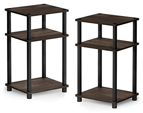 Furinno Beistelltisch mit 3 Ebenen, holz, Columbia Walnut/Schwarz, 34.04 x 29.21 x 57.91 cm