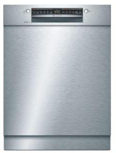 Bosch SMU4HBS56E Serie 4 Smarter Geschirrspüler Unterbau, 60 cm breit, Besteckkorb, Made in Germany, Silence Programm besonders leise, Extra Trocknen auf Knopfdruck Edelstahl