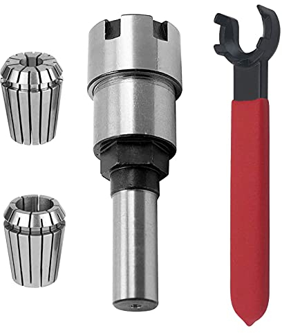 1/4 Inch Shank Router Bit, Shank Router Collet Extension Rod Chuck Holder Extender Adapter Woodworking Milling Bit Convert 1/2-Inch & 1/4-Inch Shank Bits with Spring Collet, Wrench Spanner