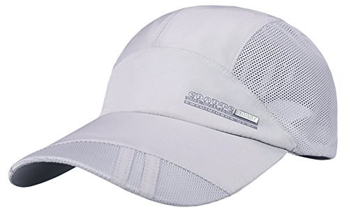 Men Quick Dry Baseball Cap Lightweight Sun Hat Breathable Airy Mesh UV Protection Visor with Adjustable Buckle Outdoor Sports Cap Camping Hiking Travel 54-58CM (UK, Numeric, 6 3/4, 7 1/4, Light Grey)