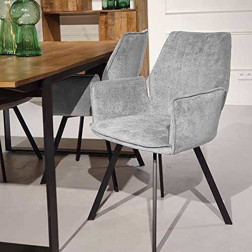 BRIX Esszimmer Stuhl Louise Webstoff grau Küchenstuhl Armlehnstuhl Esstischstuhl Dinner