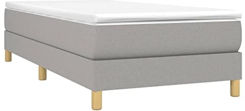 vidaXL Bettgestell, Polsterbett Bett für Schlafzimmer, Bettrahmen mit Lattenrost, Schlafzimmerbett Einzelbett, Hellgrau 80x200cm Stoff