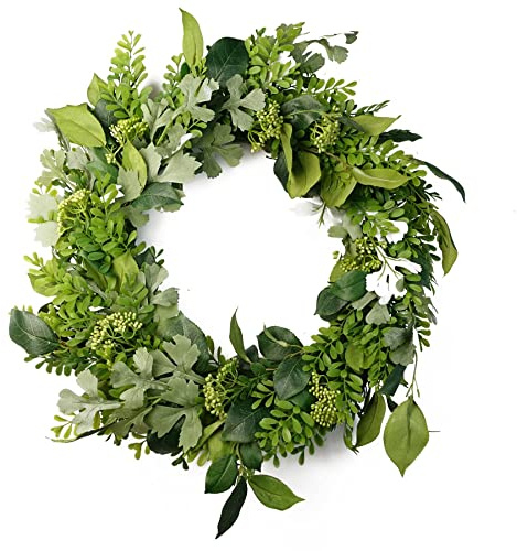 Leaf Design Artificial Blossom Wreath, 50 cm