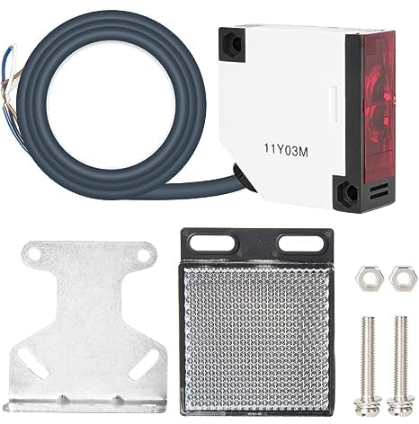 Jadeshay Fotoelektrischer Sensorschalter, Reflektor Lichtschranke E3JK-R4M1 Fotoelektrischer Strahlsensor AC 90-250 V 3A Sensor für Lichtschranke E3JK-R4M1Induktionsabstand 0.1-4M Einstellbar
