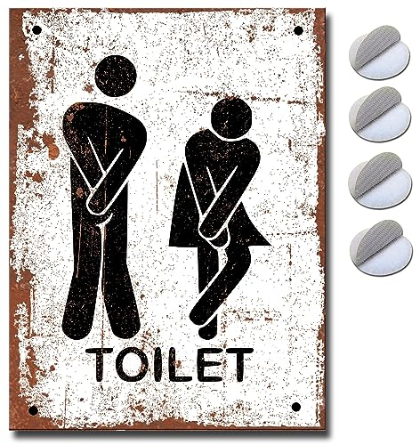 Swift Gift UK - Divertente cartello per WC - Signore e Gents Unisex - Metallic (various shades) - 15cm x 10cm - Montaggio su porta - Segnale per Bagno