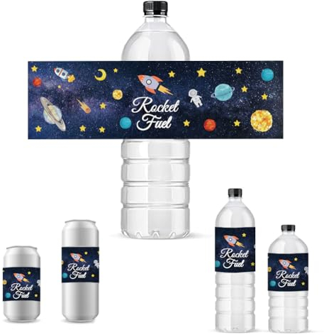 PH PandaHall 30 etiquetas adhesivas para botellas de agua espaciales, impermeables, para bodas, baby shower, cumpleaños, aniversarios, 8.5 x 2.5 pulgadas