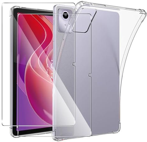 MEMELOKA Funda para Lenovo Tab M11/Tab K11 2024 11 Pulgada con 2 Piezas Cristal Templado, Carcasa TPU Transparente Flexible Anti-arañazos con Esquinas Reforzadas, Silicona Ultrafina Anti-Choques Funda