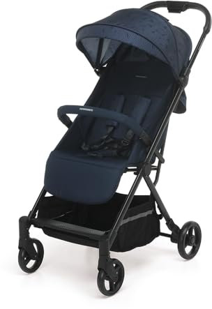 Foppapedretti Kompakter Kinderwagen Voilà, für Kinder 0-22 kg (0-4 Jahre), 1-Hand-Verschluss, Self-Standing, verstellbare Rückenlehne, tragbar, Aufbewahrungsbox, Aluminiumrahmen, Marine