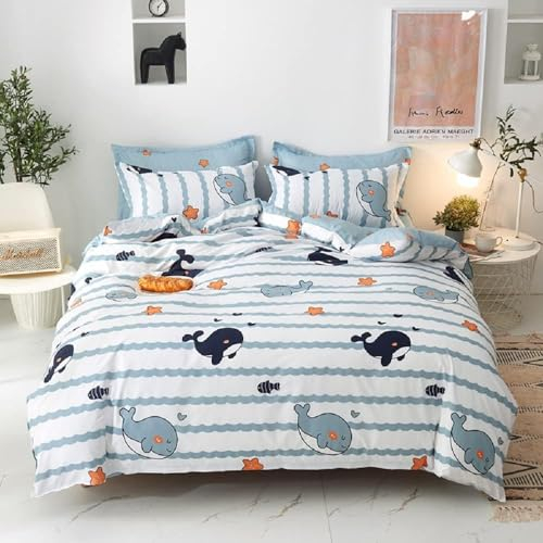 Luofanfei Kinderbettwäsche 100x135 cm Ozean Delfin Mädchen Jungen Babybettwäsche Tiermotiv Bettwäsche Meer Muster Bettbezug Microfaser Wende Bettwäsche mit 40x60 cm Kissenbezug und Reißverschluss