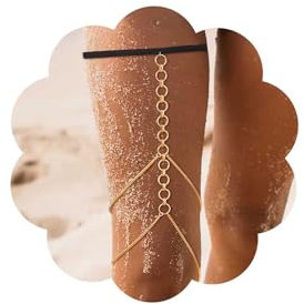 Dervivea Vintage Layered Kreis Bein Kette Gold Kreis Oberschenkel Kette Elastisch Kreis Bein Oberschenkel Kette Hohlkreis Körper Kette Bikini Sommer Körper Kette Schmuck Für Frauen Und Mädchen