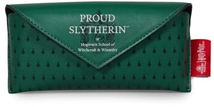 Harry Potter Slytherin Half Moon Bay Weiches Brillenetui | Grüne Brille mit Schlangenmuster | Magnetisches Brillenetui für Frauen & Kinder | Slytherin, grün
