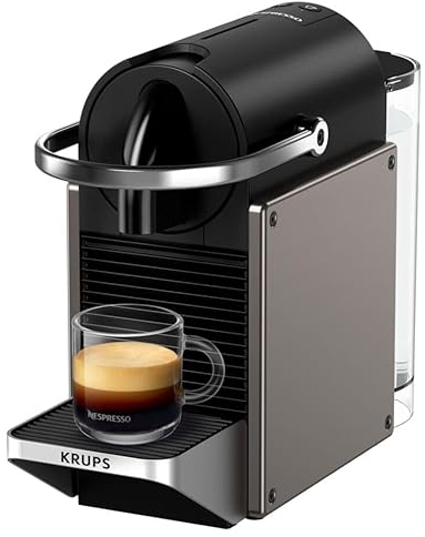 KRUPS XN306TK Nespresso Pixie Titan, cafetera expreso, recetas programables, 2 longitudes, apagado automático, 1260 W, 0,7 litros