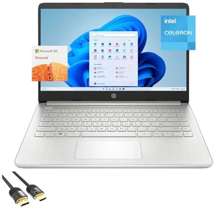 HP Laptop para Empresas y Estudiantes, Pantalla Antirreflejo de 14, Celeron N4120, 8GB RAM, 128GB eMMC, SD Card Reader, Webcam, WiFi, USB-C, Bluetooth, Teclado de US, PDG HDMI, Win 11 Home S Mode