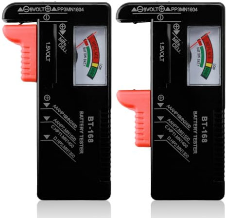 2PCS Universal Analogue Battery Tester, Multi Size Battery Checker with No Power Required for AA AAA C D 9V 1.5V Button Cell Batteries