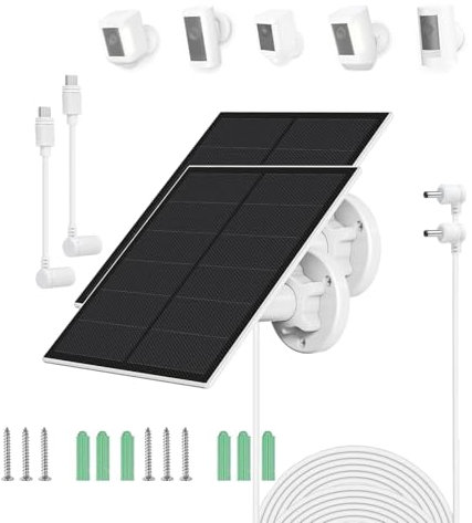 1Pack 5W/5V Solar Panel IP65 Waterproof,Built-in Voltage Regulator PCB,for Ring Camera with Built-in Rechargeable Batteries (Spotlight Cam,Stick Up Cam, Stick Up Cam Pro, Spotlight Cam Plus/Pro)