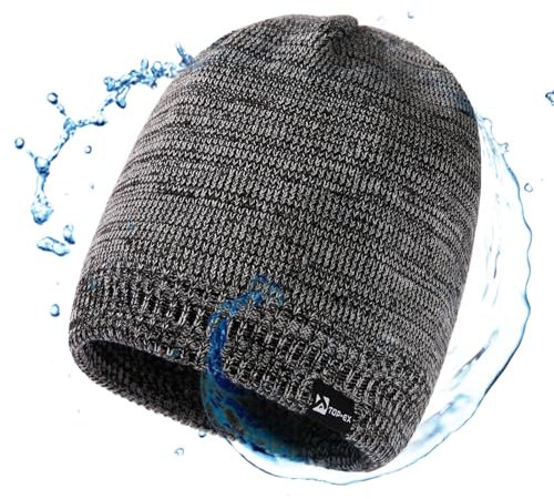 TOP-EX wasserdichte Merino L Beanie Mütze Herren Damen Wolle Wintermütze Warm Fleece Strickmuetze Regenmütze Gemischt