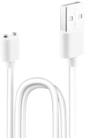 Magnetic USB Charger Cable Replacement Charging Cord with Strong Magnet for Wireless Massager Smart Devices, 7mm Dual Pin, 0.8m Safe and Long-Lasting Charging Solution, Universal Compatibility, White