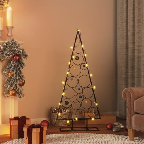 LAPOOH Sapin de Noël en métal pour la décoration noire, 125 cm, arbre de Noël, arbre de Noël pour la maison, le bureau, la décoration de fête-359599