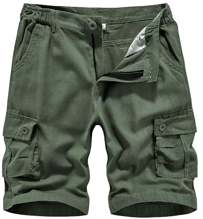 APTRO Mens Cargo Shorts Combat Shorts for Men UK Cotton Camo Shorts with Multi Pockets Workwear Green CS05 40
