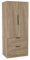 URBNLIVING Armoire de chambre à coucher minimaliste à 2 portes et 2 tiroirs en chêne avec rail de suspension - Meuble moderne avec étagère à vêtements pour la maison - 179 x 74 x 50 cm (H x l x P)