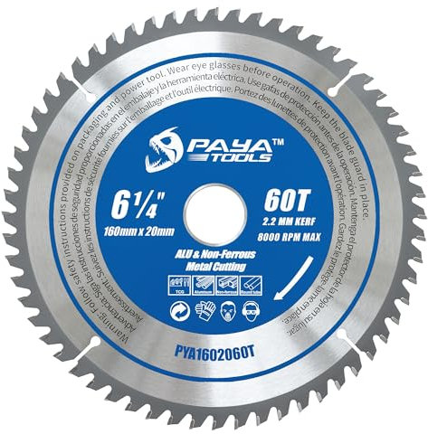 PAYA TCT Kreissägeblatt Metallkreissägeblatt Ø 160 mm x 20 mm 60 Zähne Aluminium Kreissägeblatt für präzise Schnitte in Alublechen, Profilen und Verbundmaterialien PYA1602060T