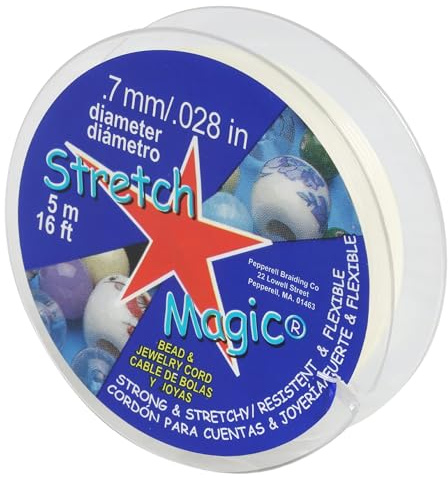 Stretch Magic Elastic Beading Cord – Pearl Color, 0.7mm in Diameter, 5-Meter (16 ft) - Easy to Knot, Strong & Stretchy String for Making Beaded Jewelry