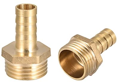 sourcing map Brass Hose Barb Fitting,Connector,10mm Barb x G1/2 Male Pipe Adapter,2Pcs