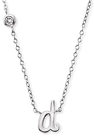 Engelsrufer Halskette aus Sterling Silber mit Anhänger Buchstabe D - besetzt mit einem Zirkonia Stein - in zwei Längen verstellbar - Länge: 44cm