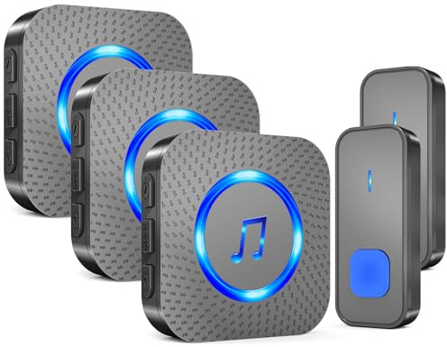 SURFOU Wireless Doorbell 2 Buttons 3 Receivers, 1300ft Range, 55 Chimes
