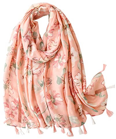 FAIRYGATE Schal Blumen Schals & Tücher für Damen Halstuch Damen in Angesagten Trendfarben und weichem Fransensaum Tuch für Frauen Blumen Bedruckt Weich Leicht zu Jedem Outfit Stola 5026