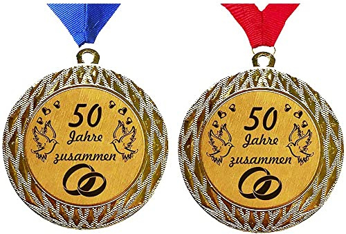 Medaille Orden 50 Jahre zusammen Goldhochzeit - komplettes Set für das Paar