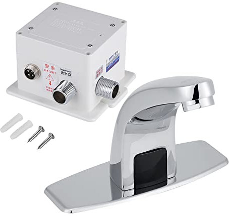 Robinet de Capteur Infrarouge Automatique, Robinet D'eau Froide pour évier, Robinets D'évier de Salle de Bain sans Contact avec Boîtier de Commande Mains Libres