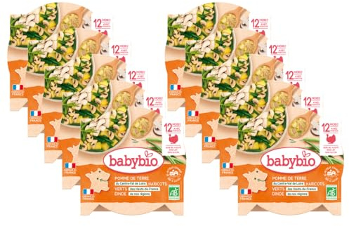 BABYBIO - Assiette Pomme de terre Haricots verts Dinde - 12+ mois - BIO - 230g - Lot de 10