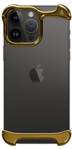 Arc Pulse Entwickelt für iPhone 13 Pro Handyhüllen Bumper, Minimalistisch, Schock Absorbierendes Luftfahrt Aluminium mit Elastomer-Einlagen, Einfache Anwendung (Spiegelpoliertes Gold)