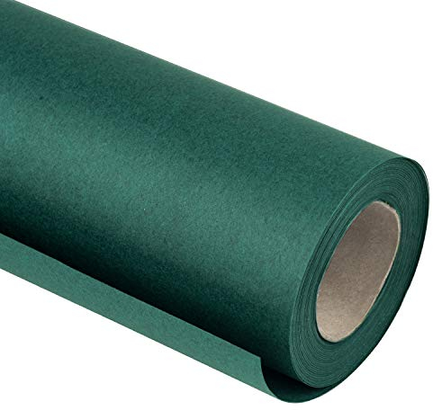 Rouleau de papier kraft vert RUSPEPA - 44,5 cm x 30 m - Papier recyclable parfait pour l'artisanat, l'art, l'emballage, l'emballage, la poste, l'expédition, le calage et les colis