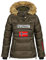 Geographical Norway Damen Winterjacke Belancolie Parka Jacke Schlupfjacke Skijacke Kapuze Webpelz (Khaki XXL - Größe 5)